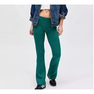 Women Urban Outfitters Farrah Knit Kick Flare Pant in Forest Green Size Small